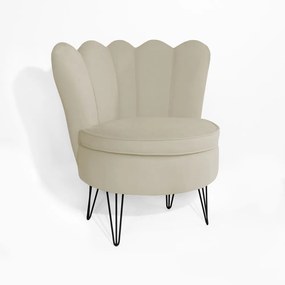 Conjunto 2 Poltrona Dália Pés Hairpin Legs Preto Veludo Bege