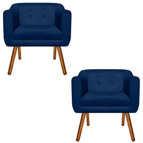 KIT 02 POLTRONAS JULIA SUEDE AZUL MARINH