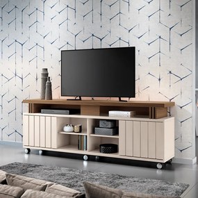 Rack para Sala Bancada de TV 70 Pol 180cm Sora 1.8 H01 - D'Rossi - Off White e Castanho