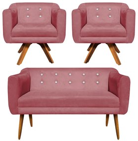 KIT 01 NAMORADEIRA E 02 POLTRONAS GIRATO - Rose