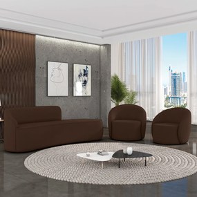 Sofá 4 Lugares Orgânico 220cm Morgan e 2 Poltronas Lua Suede D03 - D'Rossi - Marrom
