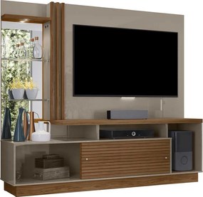 Home Theater Stall 2 Portas 2 Prateleiras Iluminação LED MDP até 60 Fendi/Naturale G97 - Gran Belo