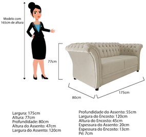 Namoradeira Chesterfield Sofia Suede Bege- ADJ Decor
