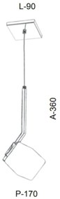 Pendente Golf Vidro Quadrado 09X36X17Cm Metal E Cubo 01Xg9 | Old Artis... (GRAFITE / COBRE FOSCO, FOSCO (BRANCO))