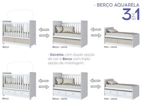 Berço Mini Cama Aquarela 2 Gavetas - Branco