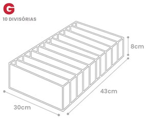 Kit Com 3 Organizadores de Gaveta Invisíveis G - 10 nichos