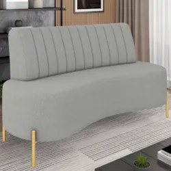 Sofá 2 Lugares 160cm Pés Aço Dourado Tamar Boucle Cinza Z08 - Mpozenat