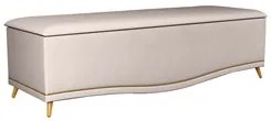 Calçadeira Baú Casal 140cm com Tachas Imperial Veludo J02 Bege - Mpoze