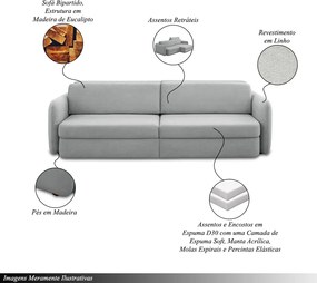 Sofá Cama Sala de Estar Bipartido 234cm Retrátil Caixa Zero Torrion Veludo Bege G93 - Gran Belo
