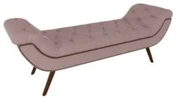 Puff Recamier Calçadeira 160cm Pés Palito Madeira Vêneto Z37 Veludo Ro