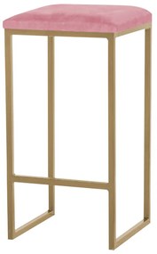 Banqueta Decorativa Billie Base Gold Suede Rosa G41 - Gran Belo