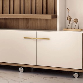 Estante de TV 60 Pol 200cm Sam H01 - D'Rossi - Castanho e Off White