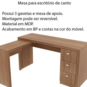 Mesa para Escritório Home Office ME4101 MDP Amendoa G69 - Gran Belo