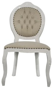 Cadeira de Jantar Medalhão Entalhada Sem Braço Com Tachas - Wood Prime 15591 Capitonê
