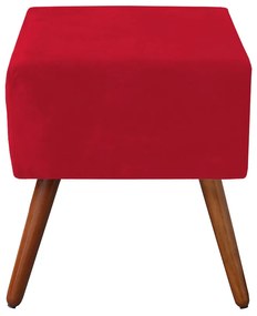 Puff Decorativo Quadrado Malu com Pés Palito Suede Vermelho