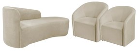 Kit Sofá Curvo França 160cm LD. e 2 Poltronas Luiza Max Conforto, Elegância e Design Moderno Linho