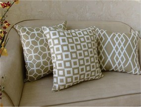 3 Capas para Almofada SOFT Turim Geométrico Bege 43x43cm