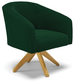 Poltrona Sala Decorativa Giratória Madeira Stella Bouclê D03 - D'Rossi - Verde