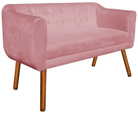Namoradeira 02 Lugares Julia Suede Rose 140 cm Pés Palito Castanho - D'Rossi