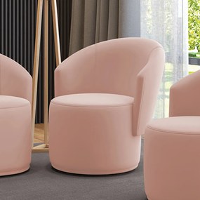 Poltrona Decorativa Orgânica Fixa para Sala Malu Veludo M11 - D'Rossi - Rose