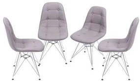 Kit com 4 Cadeiras Eames Botone Fendi Base Cromada - 64651 Sun House