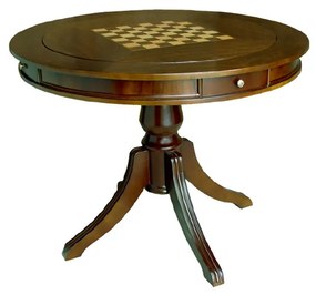 Mesa de Jogos Cartas Xadrez Mônaco Tampo Reversível Madeira Maciça Marchetaria Design Clássico