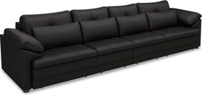 Sofá Retrátil Elétrico Sala de Estar Nolan Bipartido 414cm Conforto Premium em Couro Preto Brilho G58 - Gran Belo