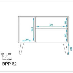 Armário Buffet Balcão Branco 3 Portas Com Pés Palito