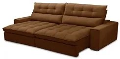 Sofá Retrátil Reclinável 4 Lugares 290cm Damy F05 Veludo Terracota - M