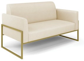 Sofá Namoradeira Base Industrial Alta Dourado Marisa Linho D03 - D'Rossi - A19 Bege