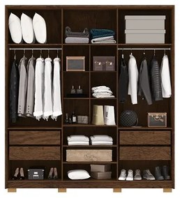 Guarda Roupa Noronha Com Espelho E 6 Gavetas Imbuia/Fendi - Vila Rica Móveis