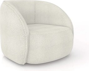 Poltrona Decorativa Sala de Estar Clarke Bouclê OffWhite G45 - Gran Belo