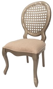 Cadeira Medalhão Adoriable Palha no Encosto - Fendi Lumière - Tecido Pisa Beige Kleiner