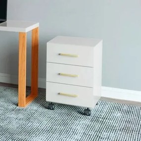Gaveteiro 3 Gavetas com Rodízios em MDF 39x43x60cm Dalla Costa Off White