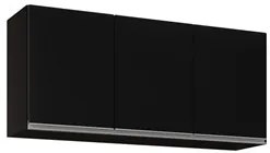 Armário Aéreo de Cozinha 120cm 3 Portas Virgínia Preto - Lumil