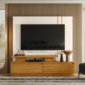 Home Theater Braun 2 Gavetas MDP até 75 Cinamomo/OffWhite G97 - Gran Belo