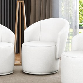 Poltrona Decorativa Orgânica Fixa para Sala Malu Sintético M11 - D'Rossi - Branco