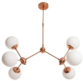 Pendente Cacau Ø68X57X83Cm 6Xg9 / Metal E Globo Ø12Cm | Usina 16738/6 (AZO-F - Azul Oceano Fosco, CLEAR)