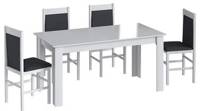 Conjunto Completo Jantar Cozinha Mesa Elástica 6 Cadeiras Branco/Preto