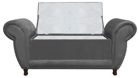 Recamier com Baú Itália Namoradeira Calçadeira Suede - D'Rossi - Grafite