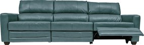 Sofá Sala de Cinema Elétrico Maldivas Reclinável Retrátil 4 Lugares 281cm Couro Azul Majestic G40 - Gran Belo