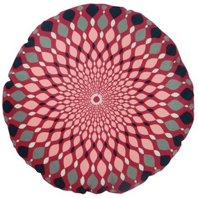 Almofada Redonda Ravi Cheia Indiana em Tons Cereja 40x40cm - ARI-0327