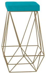 Banqueta Decorativa Kathy Base Gold Suede Azul Claro G41 - Gran Belo