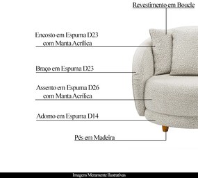 Poltrona Decorativa Base Fixa Galáxia com Almofadas Boucle Branco G45 - Gran Belo