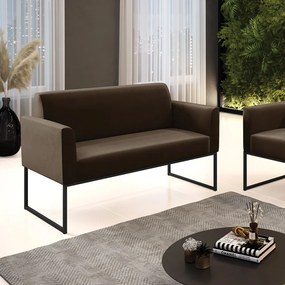 Sofá Namoradeira Base Industrial Preto Marisa Suede D03 - D'Rossi - Marrom