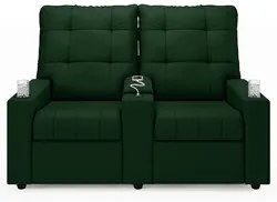 Poltrona de Cinema Reclinável 2 Lugares Baú USB Mallie FH9 Veludo Verd