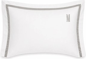 Fronha Trussardi 300 fios Cetim 100% Algodão Egípcio Vercelli - 50cm x 70cm - Branco e Marmo  50x70 - Branco e Marmo