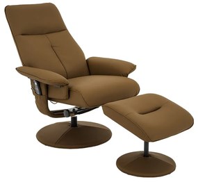 Poltrona do Papai Elétrica com Massagem Nebraska Giratória com Puff para os Pés Pu Caramelo G56 - Rivatti