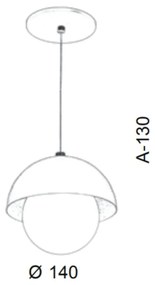 Pendente Cúpula Ø14X13Cm Metal E Globo Ø10Cm 01Xg9 |Old Artisan Pd-552... (GRAFITE, FOSCO (BRANCO))