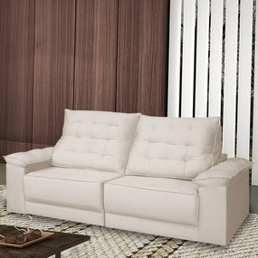 Sofá Retrátil e Reclinável Living Maittê 2,50m Veludo Bege